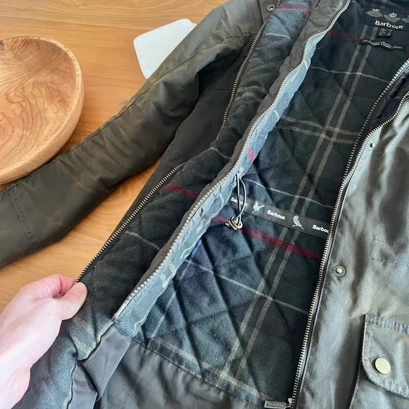 Barbour Dark Green Utility Jacket with Fur Trim - Picture 6 of 7